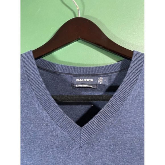 Nautica - Men's Blue V-Neck Sweater Vest - Size L - Picture 5 of 6